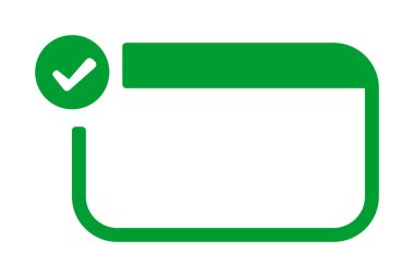 Yuvarlak kare çerçeve tasarımında yeşil kontrol işareti.