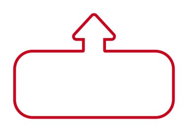 Yuvarlak dikdörtgen çerçevesinde oku olan kırmızı gönderme simgesi.