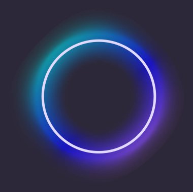 Parlayan bir ışık halkası ile canlı bir neon daire. Çağdaş tasarım ve sanatsal projeler için mükemmel.