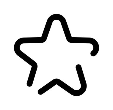 Minimalist siyah-beyaz yıldız tasarımı beyaz arkaplanda özetlenmiş şekilli.