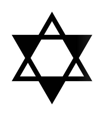 Beyaz arkaplanda David 'in siyah beyaz sembolü.