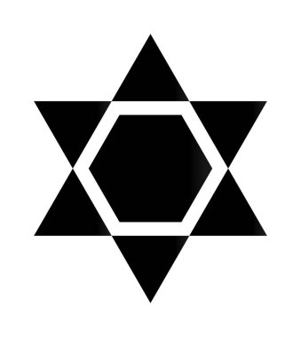 Beyaz arkaplanda David sembolünün siyah yıldızı.