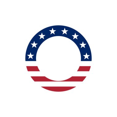 Yıldızlı ve çizgili dairesel tasarım, Birleşik Devletler vatanseverliğini ve gururunu simgeliyor..