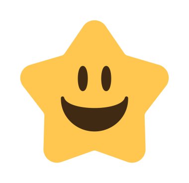 Beyaz arka planda sevimli bir ifadeyle gülümseyen sarı yıldız.