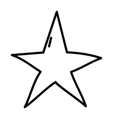 İçinde çizgi olan beş köşeli bir yıldızın basit çizgisi..