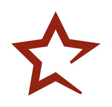 Beyaz arkaplanda kırmızı çizgili yıldız tasarımı.