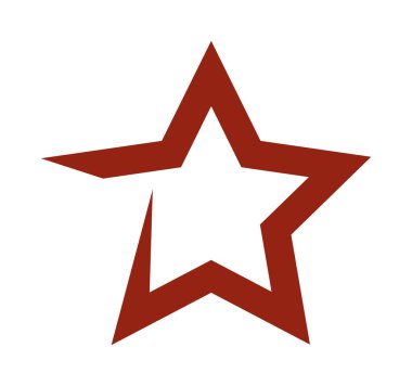 Beyaz arkaplanda beyaz çizgili koyu kırmızı yıldız.