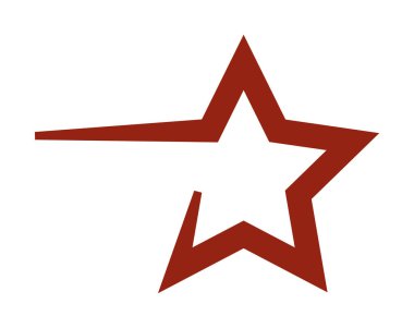 Beyaz arkaplan tasarım elementinde biçimlendirilmiş kırmızı yıldız ana hatları.