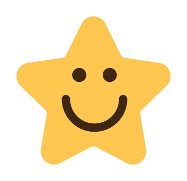 Yüzünde basit bir ifadeyle gülümseyen sarı yıldız..