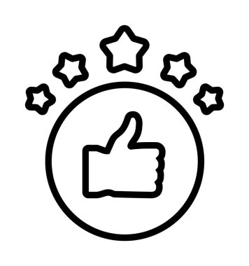 Başparmaklar yukarı ve yıldızlar iç daire simgesi.