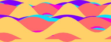 Göze çarpan tonlarda cesur, renkli dalga şekilleri içeren canlı ve soyut bir desen..