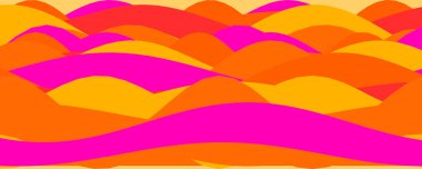 Pembe, turuncu ve sarı renkli parlak neon dalgaları içeren enerji deseni.