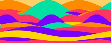 Yaratıcı projeler için parlak renkleri ve dinamik şekilleri olan renkli soyut dalga deseni.