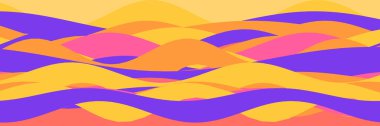 Renkli ve dinamik dalga tasarımı. Mor, pembe ve sarı renkler. Sanatsal uygulamalar için mükemmel..