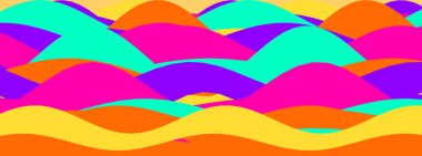 Yaratıcı ve sanatsal kullanım için parlak renkler içeren cesur ve renkli soyut dalga deseni.