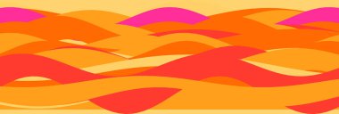 Renkli soyut dalga tasarımı, canlı turuncu, pembe ve kırmızı akışkan hareketler içerir..