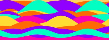 Moda tasarım projeleri için cesur ve renkli şekiller içeren hareketli soyut asit dalgası deseni.