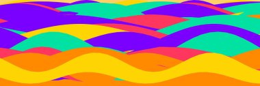 Çok renkli dalgalar dinamik ve enerjik soyut bir tasarım yaratır. Yaratıcı projeler için mükemmel.