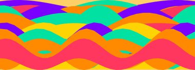 Dinamik ve renkli soyut tasarım cesur, dalgalı desenleri canlı, zıt renkte sergiliyor.