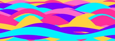 Renkli ve dinamik soyut desen, canlı asit dalgası şekilleri içerir..