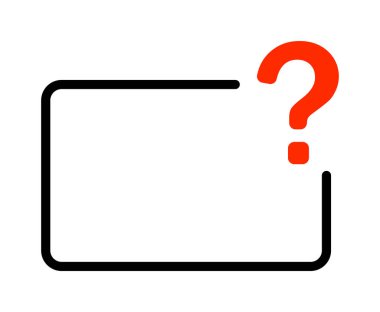 Minimalist frame with bold red question mark.