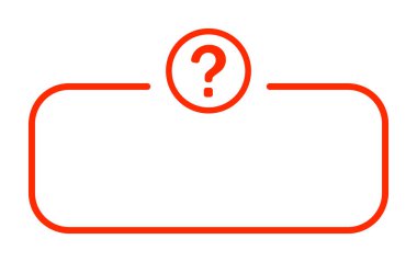 Kenarlık tasarımlı eğri bir çerçevenin içindeki kırmızı soru işareti.