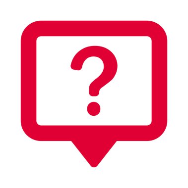 Sorular ve yardım için içerideki konuşma balonu simgesi kırmızı soru işareti.