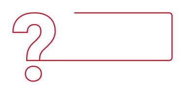 Dikdörtgen kenarlık tasarımı ile kırmızı soru işareti ana hatları.