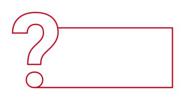 Red question mark with connected rectangle outline.