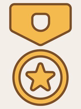 Yıldız ikonlu altın madalya - başarı sembolü.