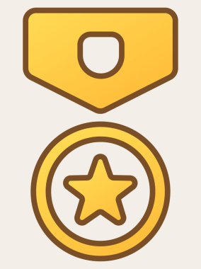 Gold medal icon with star symbol for achievement.
