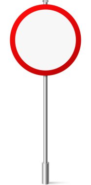 Kırmızı kenarı olan boş dairesel yol işareti.