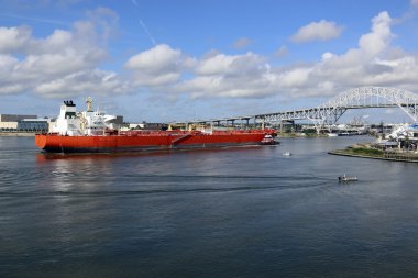 Petrol tankeri gemi Corpus Christi Texas bağlantı noktası girme