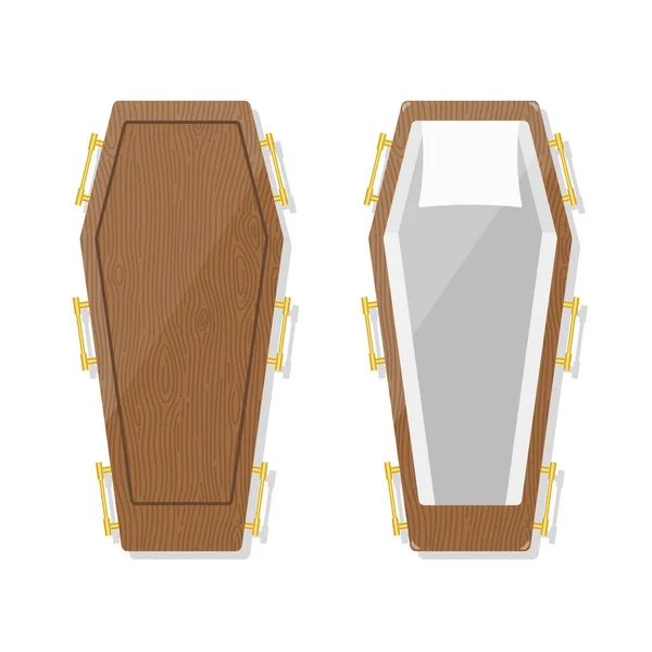 Set Van Wood Coffins Box Illustratie Vector — Stockvector