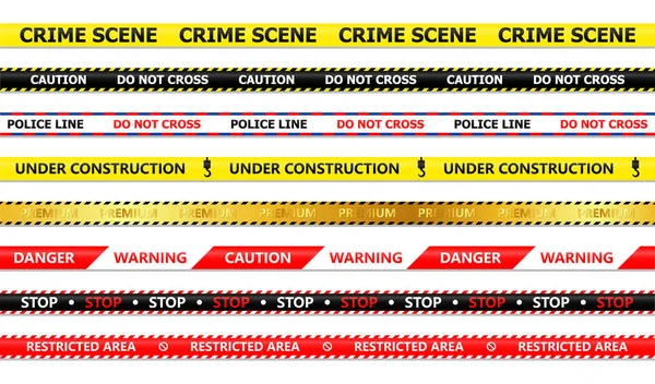 Ruban Adhésif Ligne Crime Ligne Police Scène Crime Bande Prime — Image vectorielle