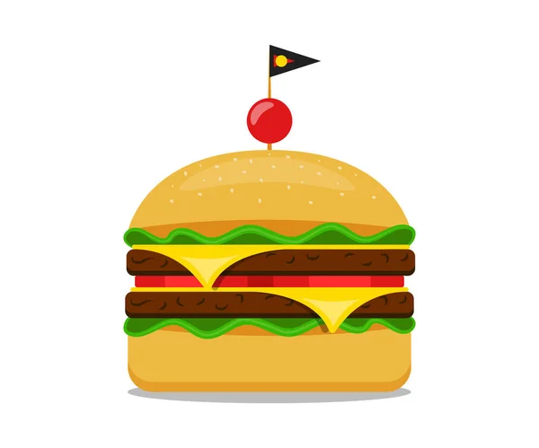Hamburger Illustratie Burger Vector Icoon — Stockvector
