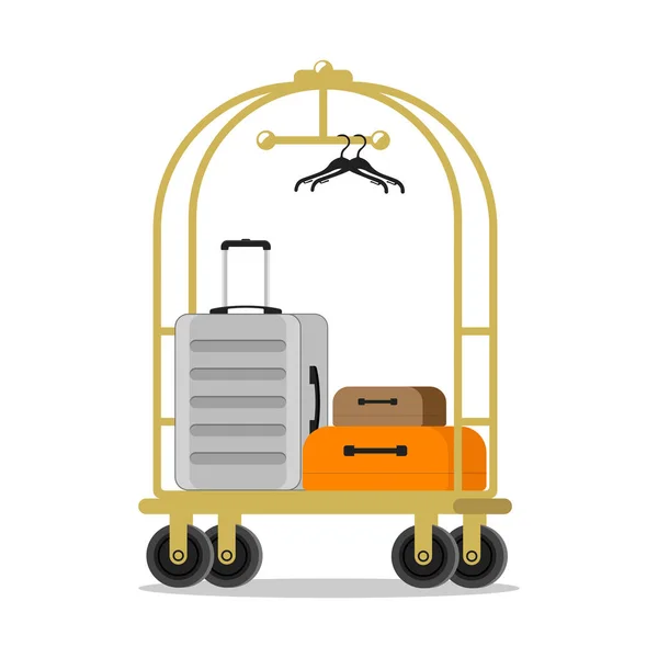 Hotel Luggage Cart Luggage Briefcase Backpack Bag Vector — Stock Vector