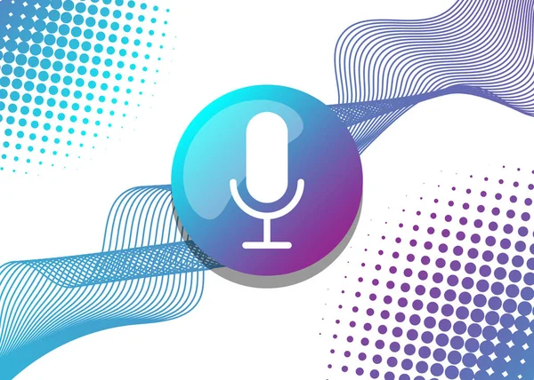 Voice Recognition Personal Assistant Modern Technology Visual Concept Microphone Button — Stock Vector