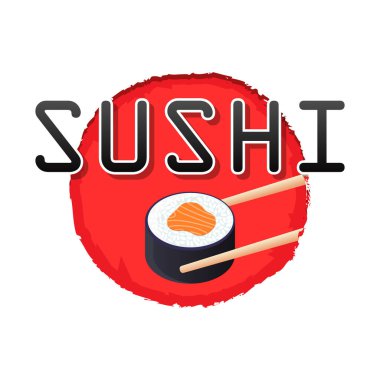 Suşi Logosu 'nda suşi rulo Japon Logosu var.