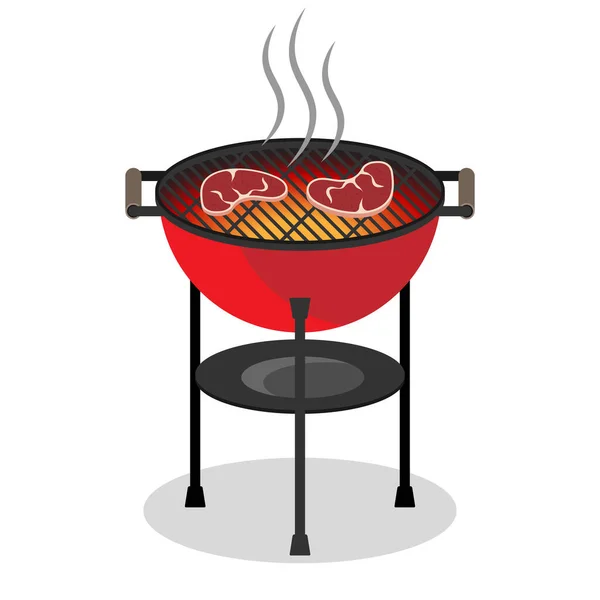 Grill Grill Forró Barbecue Illusztráció Nagy Idő Kerek Grill Forró — Stock Vector