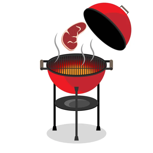 Grill Grill Forró Barbecue Illusztráció Nagy Idő Kerek Grill Forró — Stock Vector