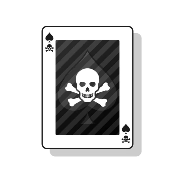 Cartão Morte Coração Negro Espadas Com Caveira Cartão Jogo — Vetor de Stock