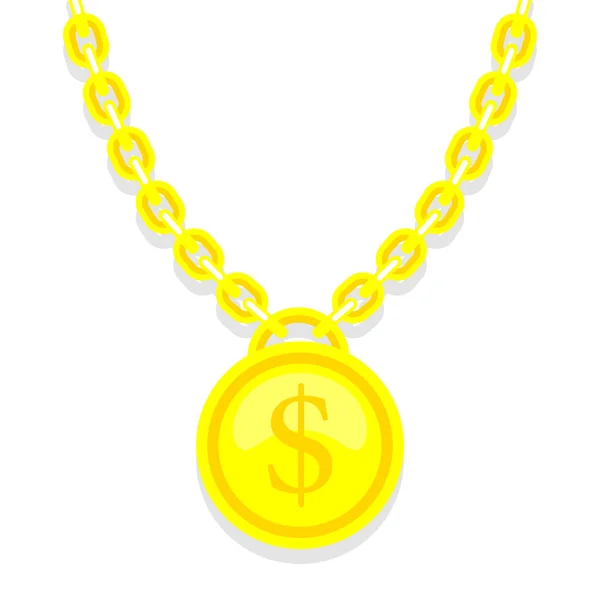 Dollaro Sulla Catena Oro Hip Hop Rap Stile Collana Soldi — Vettoriale Stock