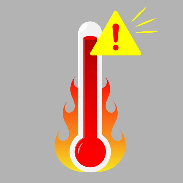 Peligro Termómetro Alta Temperatura Llamas Vector Illustration — Archivo Imágenes Vectoriales