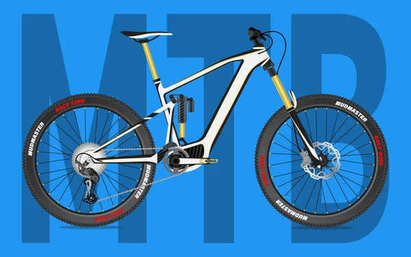 Concetto Completo Dell Illustrazione Della Mountain Bike Mtb Della Sospensione — Vettoriale Stock