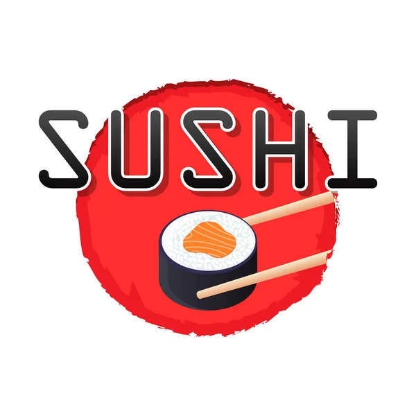Sushi Logo Chopsticks Holding Sushi Roll Giapponese Food Logo — Vettoriale Stock