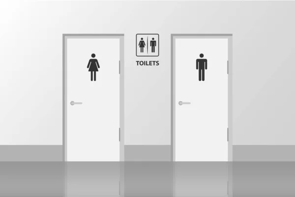 Porte Genere Maschile Femminile Bagno Con Parete Modello Toilette Pubblica — Vettoriale Stock