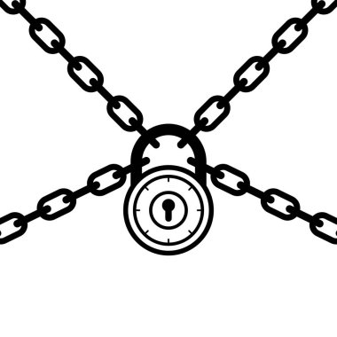 Zincir ve asma kilit İllüstrasyon Vektörü