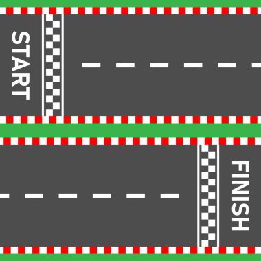 Başlangıç çizgisi bitiş çizgisi Yarış yolu asfalt yol üst görünüm vektörü