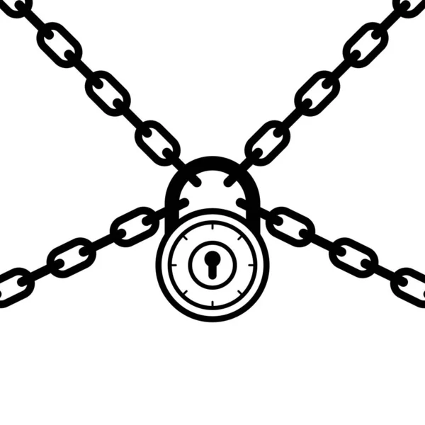 Ilustrační Vektor Řetězu Visacího Zámku — Stockový vektor